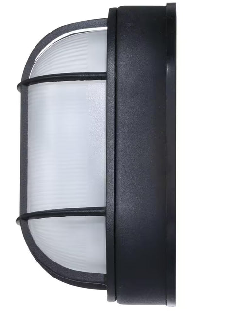 Load image into Gallery viewer, 8.5 In. White Oval 1-Light Outdoor Bulkhead Light Wall Lamp with No Bulb Included
