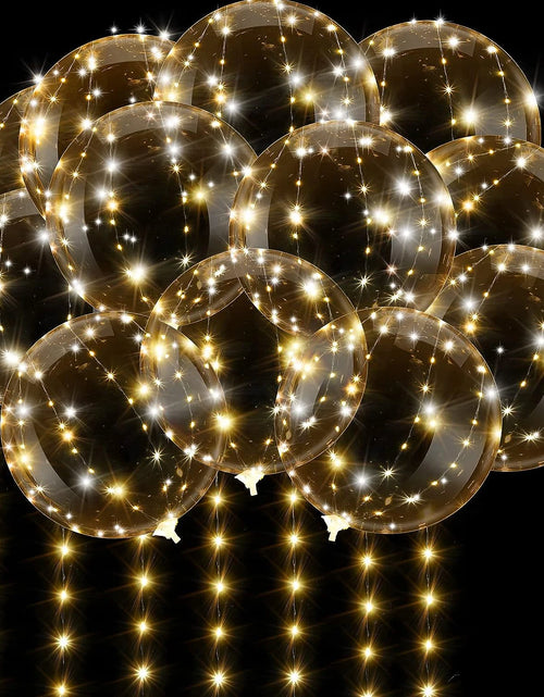 Load image into Gallery viewer, 10Pcs LED Light up Bobo Balloons Transparent Balloons with 3M String Lights Bubble Ballon Christmas Wedding Colorful Warm Decor
