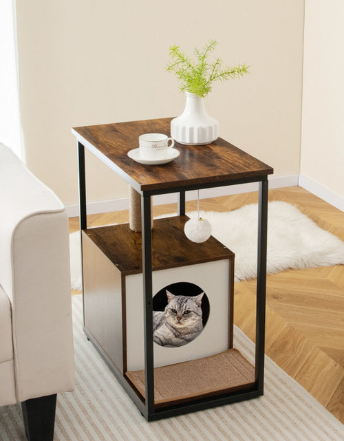 Load image into Gallery viewer, Cat Furniture End Table Cat House with Scratching Post
