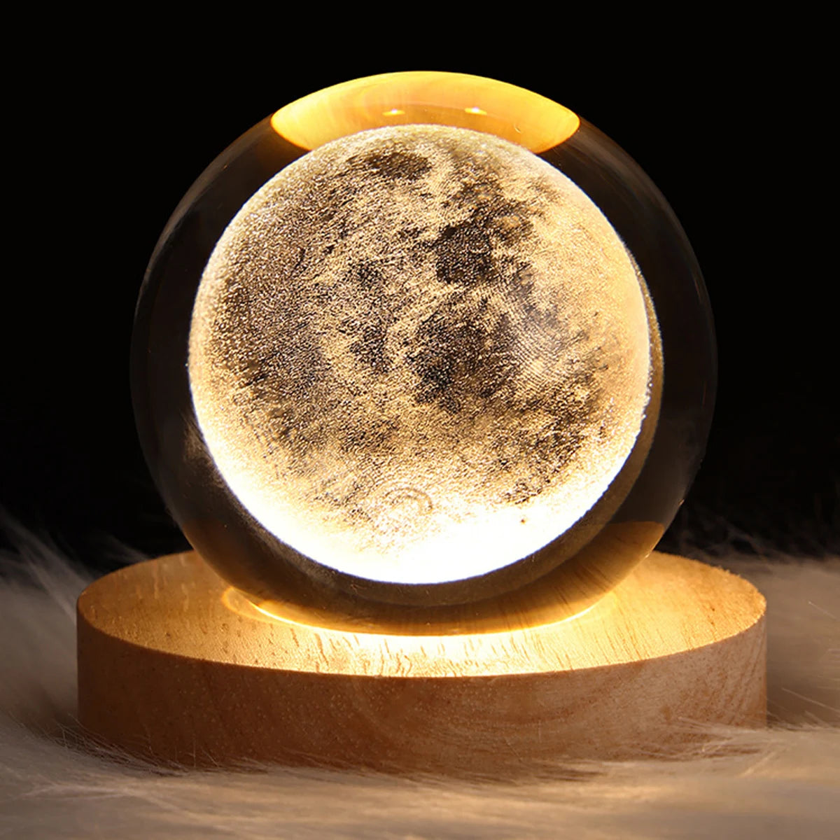 3D Crystal Ball LED Night Light Glowing Planetary Galaxy Lamp for Home Bedrom Desk Creative Decor Gift Planet Moon Bedside Lamp