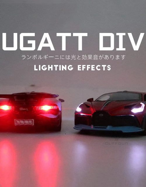 Load image into Gallery viewer, 1/32 Alloy Diecasts Metal Toy Car Model Bugatti Divo Toy Vehicles Miniature Car Model with Light Toys for Boys Kids Christmas Gi
