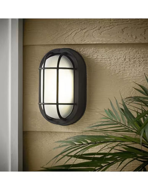 Load image into Gallery viewer, 8.5 In. White Oval 1-Light Outdoor Bulkhead Light Wall Lamp with No Bulb Included
