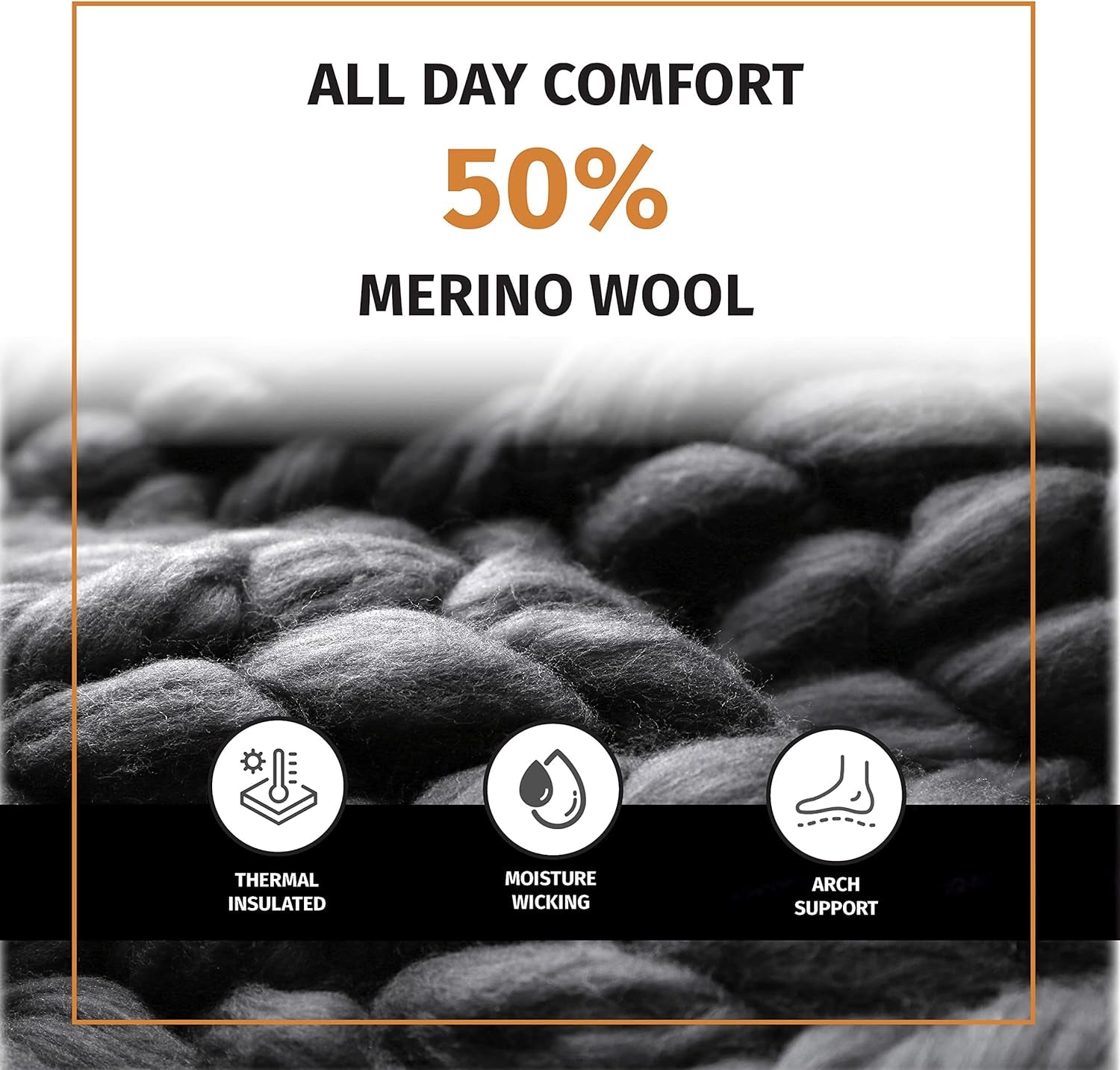 Men'S Hiking Crew Merino Wool Socks 6 Pairs Lightweight, Reinforced Size 8-12