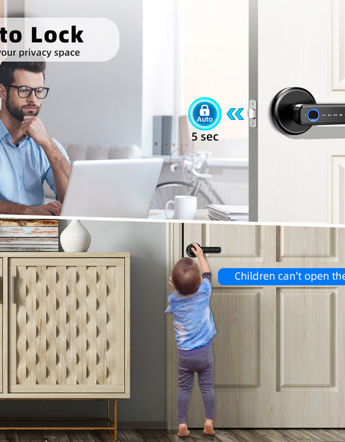 Load image into Gallery viewer, Smart Door Lock,Keyless Entry Door Lock with Handle,Fingerprint Door Lock with Tuya App,Smart Door Knob with Key for Home Bedroom
