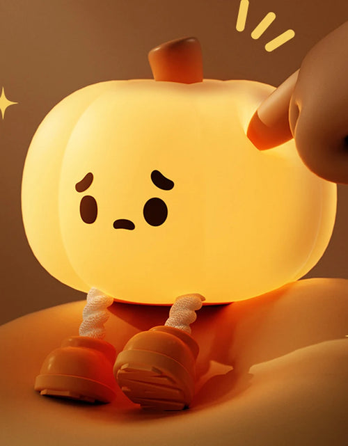 Load image into Gallery viewer, LED Night Lights Cute Pumpkin Safe Silicone Lamp USB Rechargeable Timing Bedside Decor Kids Baby Soft Nightlight Halloween Gift
