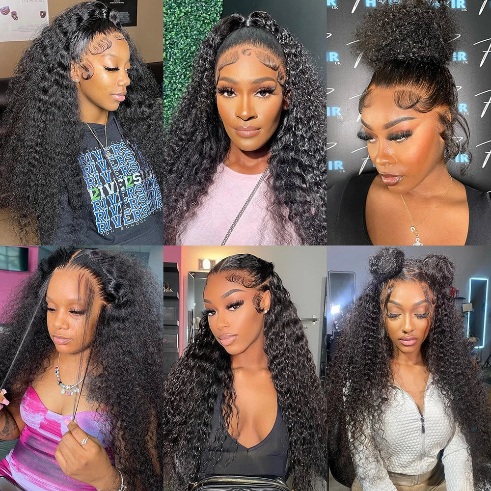 13X4 Water Wave Lace Front Wigs for Black Women Pre Plucked with Baby Hair Curly Human Hair Wigs Deep Wave Frontal Wigs 13X6 HD