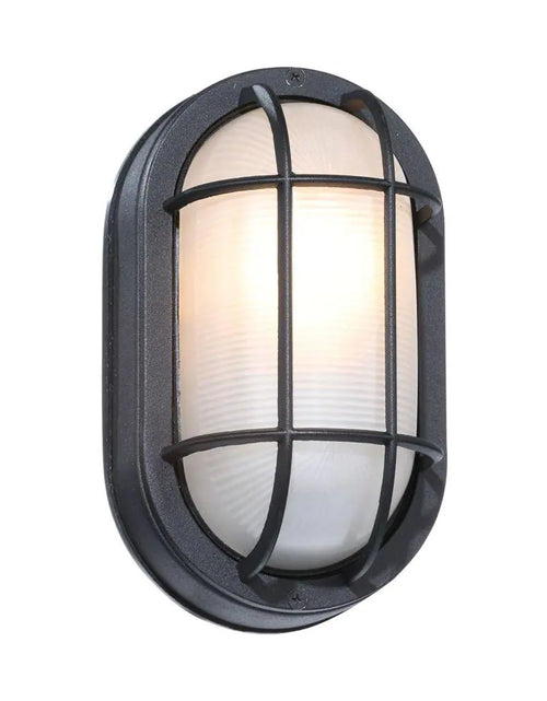 Load image into Gallery viewer, 8.5 In. White Oval 1-Light Outdoor Bulkhead Light Wall Lamp with No Bulb Included
