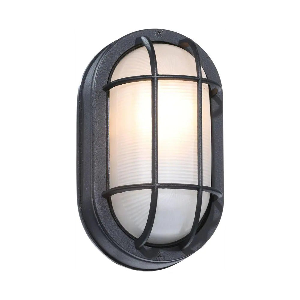 8.5 In. White Oval 1-Light Outdoor Bulkhead Light Wall Lamp with No Bulb Included