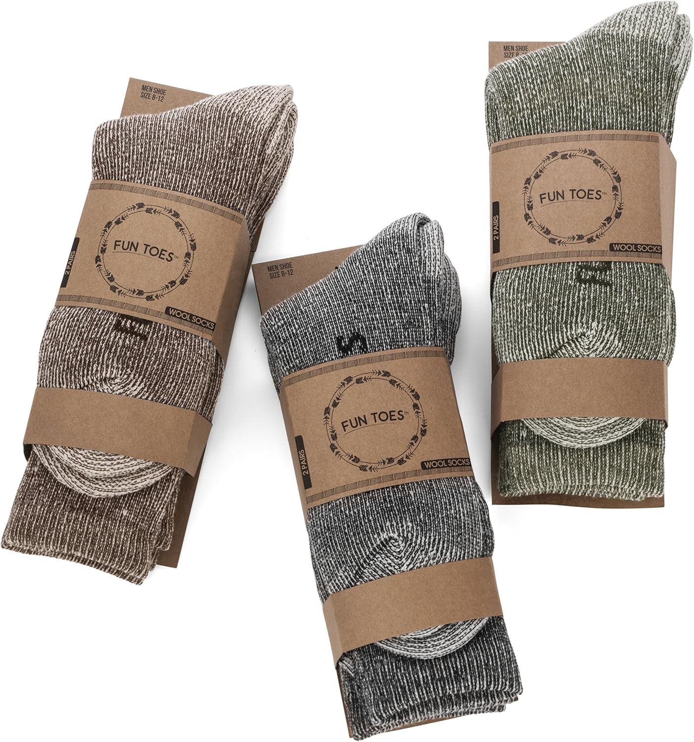 Men'S Hiking Crew Merino Wool Socks 6 Pairs Lightweight, Reinforced Size 8-12