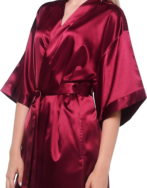 Load image into Gallery viewer, Women&#39;S Pure Color Satin Short Kimono Bridesmaids Lingerie Robes
