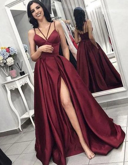 Load image into Gallery viewer, Sexy Prom Party Evening Dresses Vestido De Noiva Sereia Side Slit Robe De Soiree Vestido Novia Playa Formal Strap
