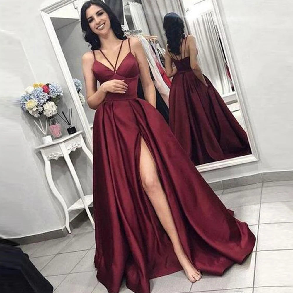 Sexy Prom Party Evening Dresses Vestido De Noiva Sereia Side Slit Robe De Soiree Vestido Novia Playa Formal Strap