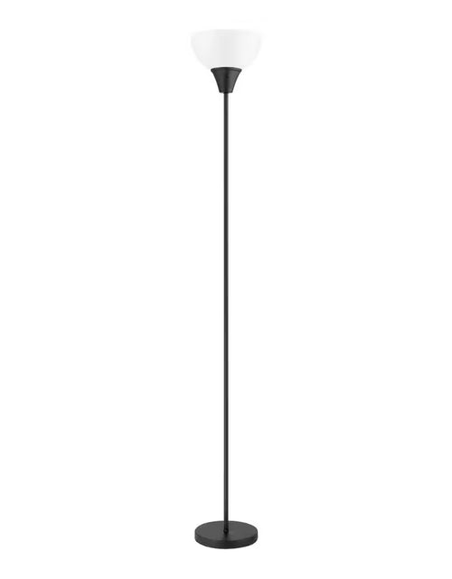 Load image into Gallery viewer, 70 In. Black 1-Light Torchiere Floor Lamp with Plastic Shade
