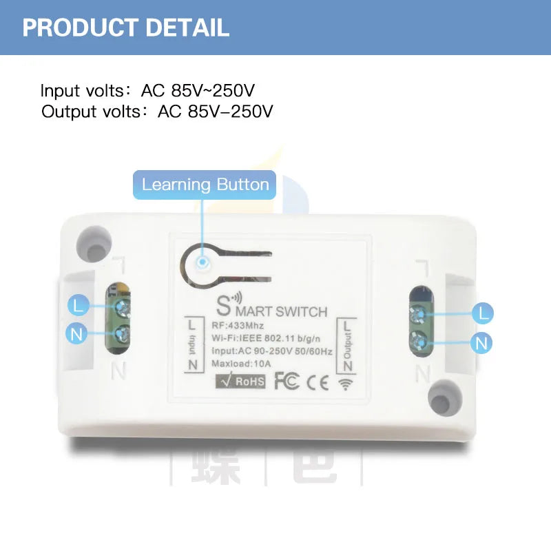 Wifi Wireless Smart Switch 433Mhz RF Receiver Smart Home Automation Modules 86 Wall Panel Remote Control for Light LED