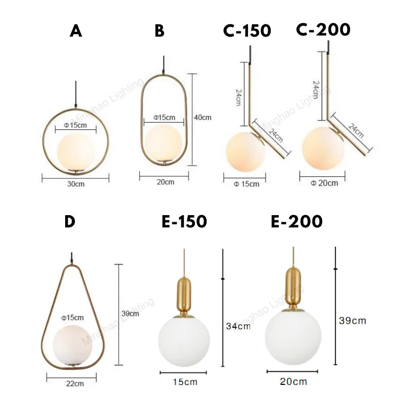 Nordic Chandeliers Led Single Head Personality Glass Ball Restaurant Table Bar Lamp Modern Led Chandeliers