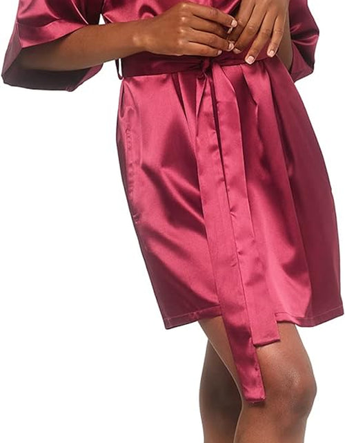 Load image into Gallery viewer, Women&#39;S Pure Color Satin Short Kimono Bridesmaids Lingerie Robes
