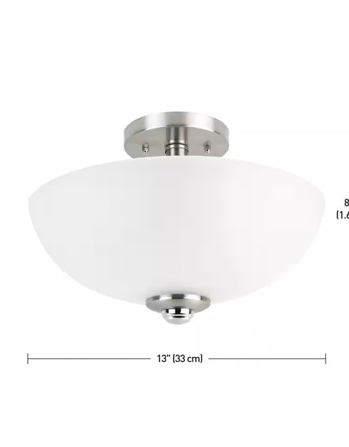 Load image into Gallery viewer, Hudson 2-Light Brushed Nickel with Chrome Accents Semi-Flush Mount Ceiling Light
