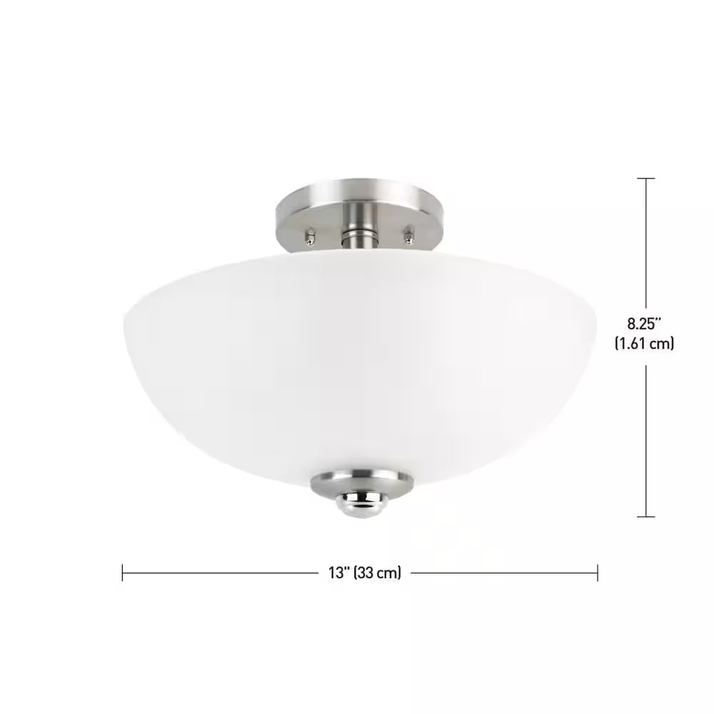 Hudson 2-Light Brushed Nickel with Chrome Accents Semi-Flush Mount Ceiling Light