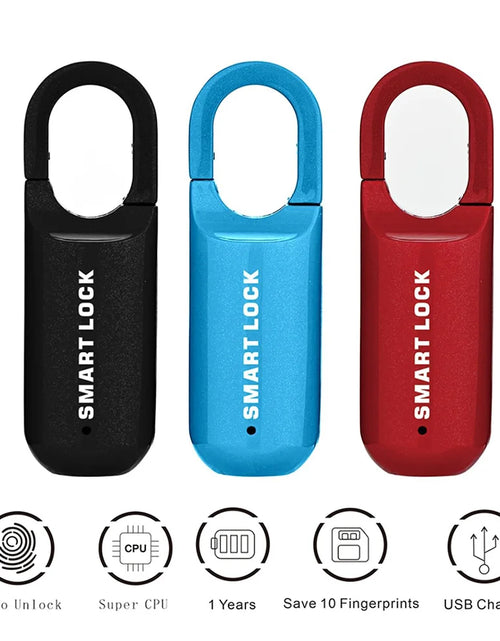 Load image into Gallery viewer, Fingerprint Padlock Smart Keyless Lock for Locker Rechargeable Gym Lock School Locker Lock Biometric Lock Backpack Lock Locker
