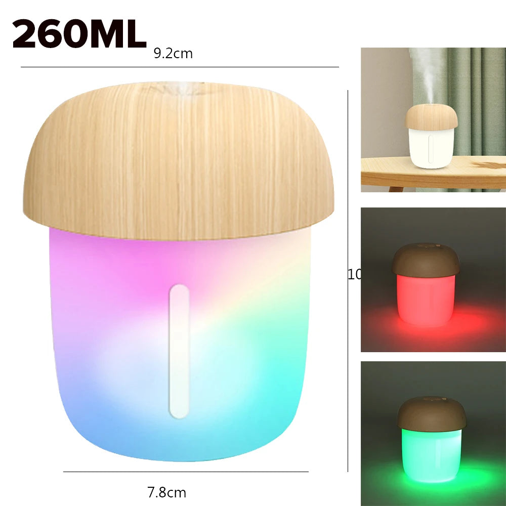 Mushroom Cloud Rain Humidifier Relaxing Raindrop Aromatherapy Machine Ultrasonic Atomization Humidification Colorful Night Light