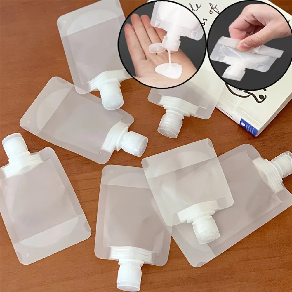 10Pcs 30/50/100Ml Portable Reusable Plastic Squeeze Packing Bag for Lotion Shampoo Cosmetic Fluids Refillable Travel Pouches