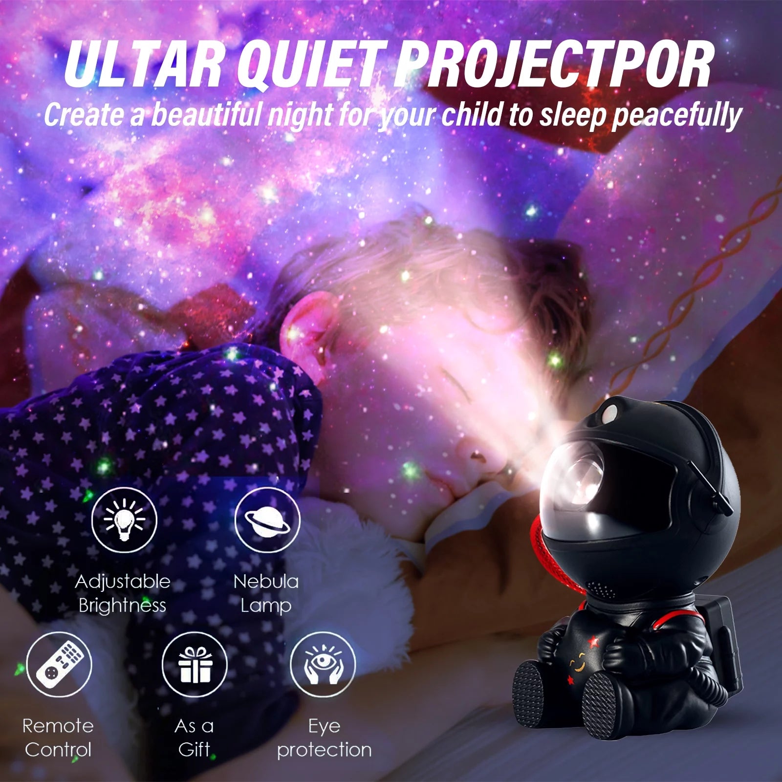 Astronaut Star Galaxy Projector Starry Nebula Ceiling LED Lamp with Remote, 8 Light Effects and 360° Adjustable for Kids Adults