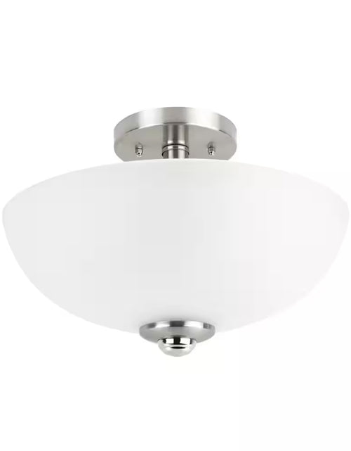 Load image into Gallery viewer, Hudson 2-Light Brushed Nickel with Chrome Accents Semi-Flush Mount Ceiling Light
