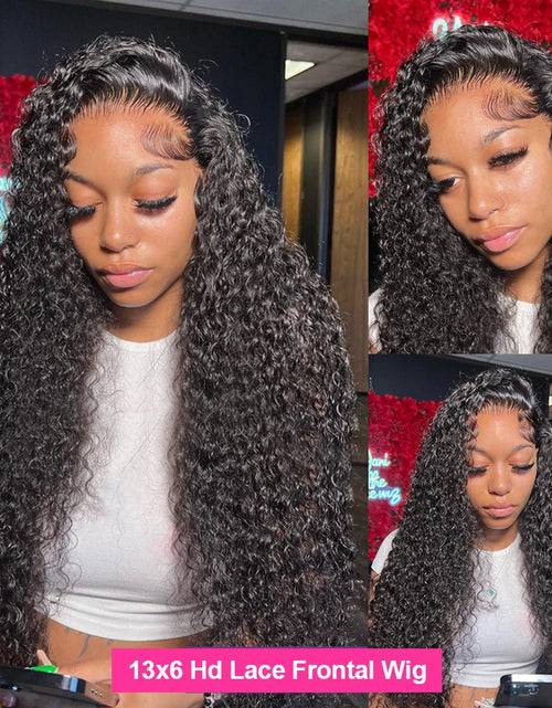 Load image into Gallery viewer, 13X4 Water Wave Lace Front Wigs for Black Women Pre Plucked with Baby Hair Curly Human Hair Wigs Deep Wave Frontal Wigs 13X6 HD
