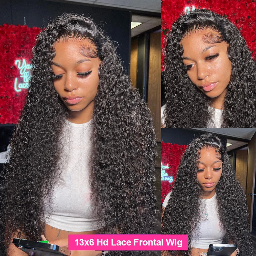 13X4 Water Wave Lace Front Wigs for Black Women Pre Plucked with Baby Hair Curly Human Hair Wigs Deep Wave Frontal Wigs 13X6 HD