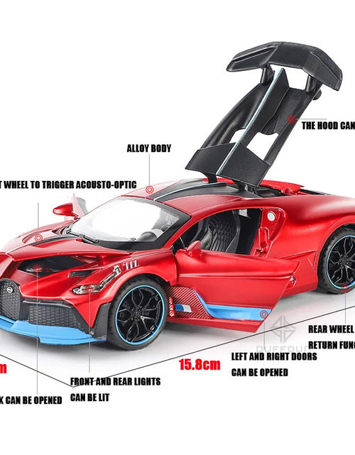 Load image into Gallery viewer, 1/32 Alloy Diecasts Metal Toy Car Model Bugatti Divo Toy Vehicles Miniature Car Model with Light Toys for Boys Kids Christmas Gi
