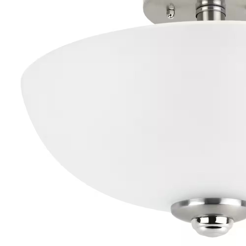 Hudson 2-Light Brushed Nickel with Chrome Accents Semi-Flush Mount Ceiling Light