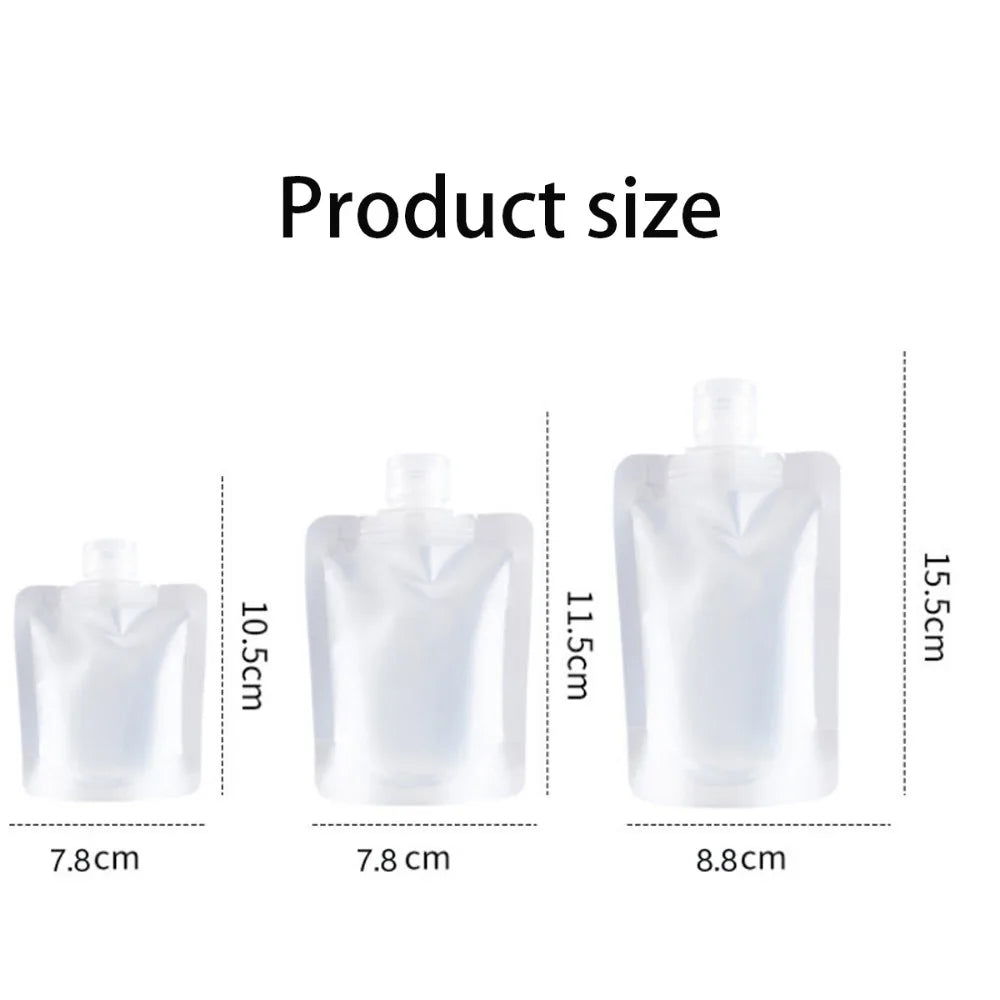 10Pcs 30/50/100Ml Portable Reusable Plastic Squeeze Packing Bag for Lotion Shampoo Cosmetic Fluids Refillable Travel Pouches